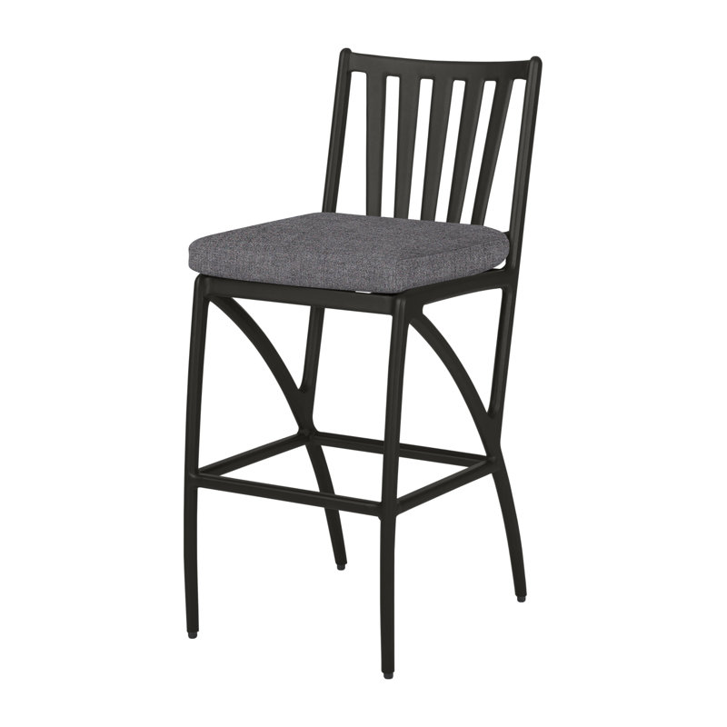 Amari Outdoor Bar Stool, Cast Slate Sunbrella® Plainweave, Carbon