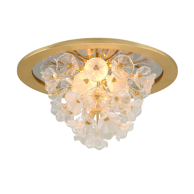 Jasmine Glass LED Flush Mount, Gold Leaf Finish