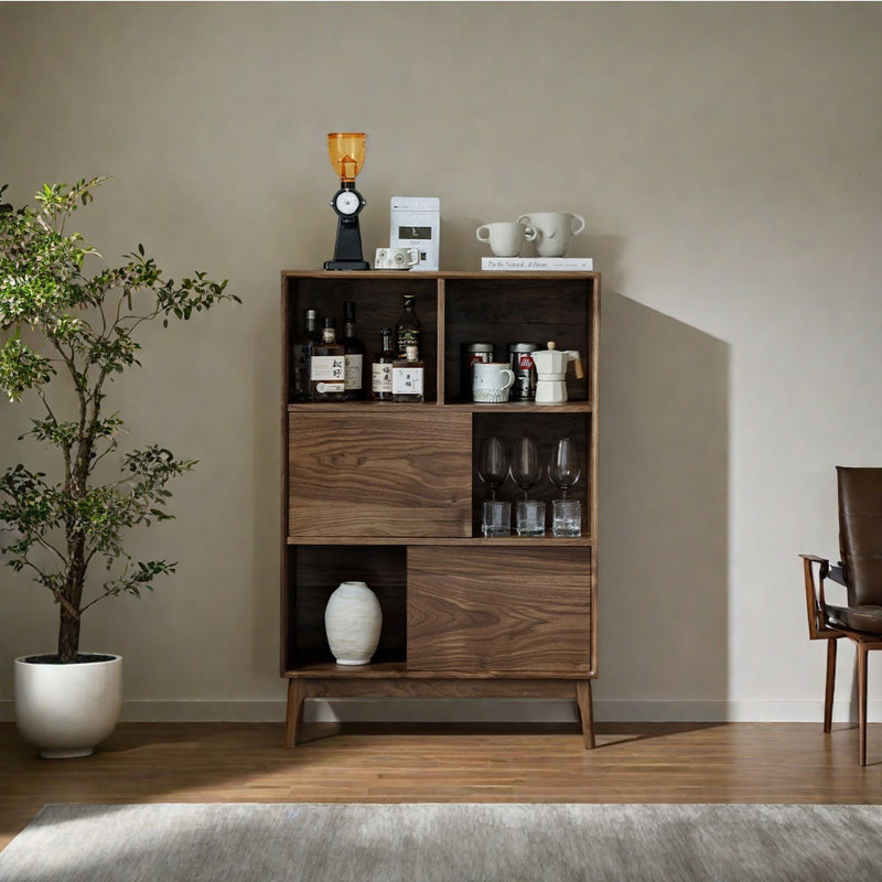 Bibliothèque en bois massif de style chinois avec porte