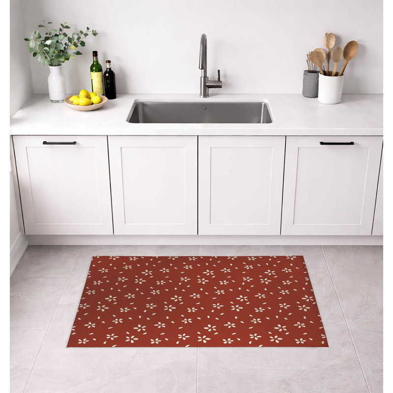 Tapis de cuisine Petal, Brick Clay Floral, Rectangle 4' x 6'