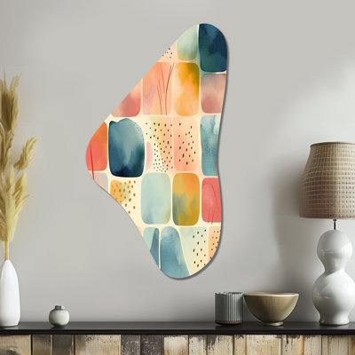 Orange Fun Pattern Of Shapes III - Abstract Geometric Boomerang Shape Asymmetric Metal Wall Art