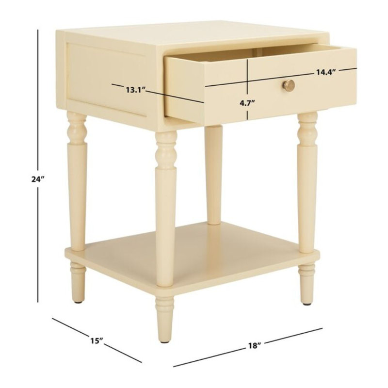Table d'appoint avec rangement Seana, Vanille