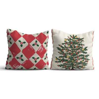 Miti Christmas Cushion Cover Set (2 Pieces), 16.9 x 16.9 Inches | 50% Cotton / 50% Polyester, Machine Washable at 86°F | Ironable, No Filling | Perfect Holiday Decor for Cozy Living Spaces and Festive Touch