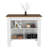 Kitchen Island, Kitchen Table 35" H, Four Legs, Three Open Storage Shelves, White / Walnut