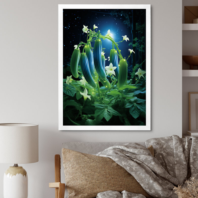 Fleur de concombre, art mural fleurs, Cadre photo blanc, H 32 po x l 24 po x P 1 po