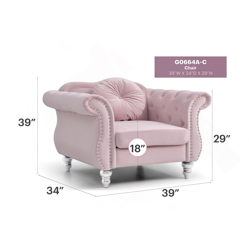 Fauteuil d'appoint chic transitionnel rose, Pink