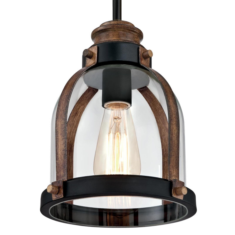 Luminaire suspendu en forme de cloche à 1 lumière Darcy, Bronze huilé
