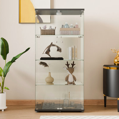 Vitrine lumineuse à 4 tablettes avec verre trempé et portes verrouillables Hartwell
