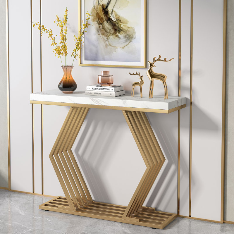 Bynes Console Table, Gold, Black