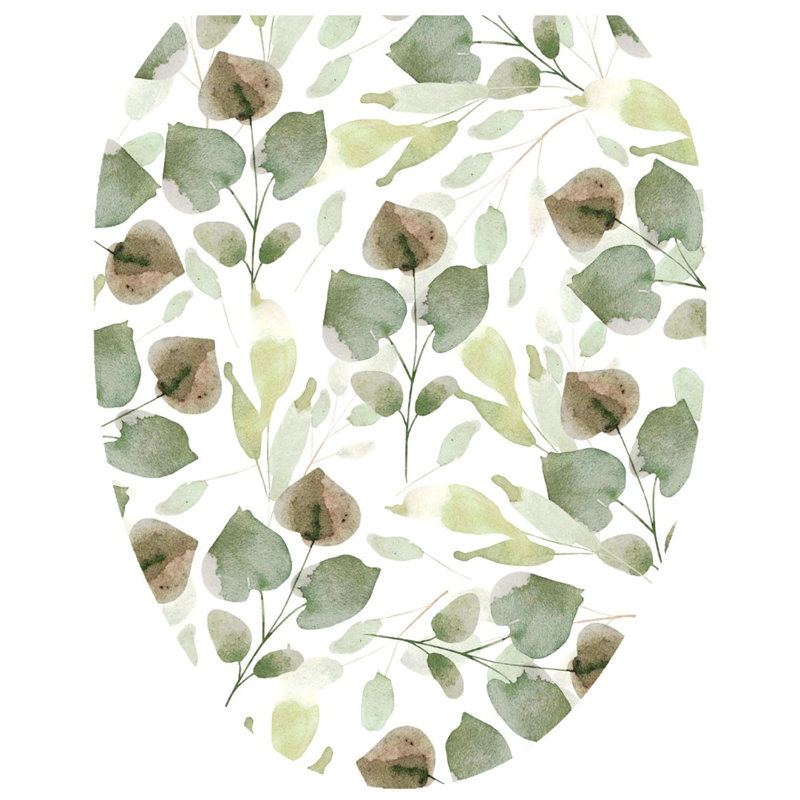 Décalcomanie de siège de toilette avec feuilles d'eucalyptus botanique - housse en vinyle antistatique , Allongée