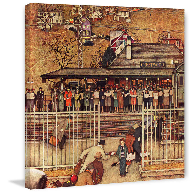 Commuters by Norman Rockwell - Wrapped Canvas Print, 46 cm H x 46 cm W