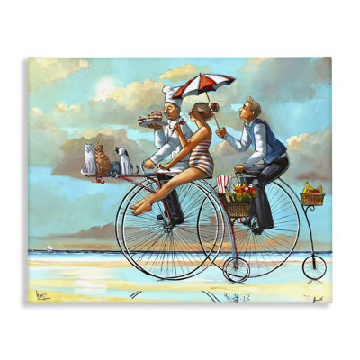 Woman & Butler Bicycle Ride Canvas, design by Ronald West