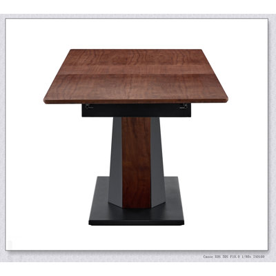 Modern Extendable Dining Table with MDF and Solid Wood Veneer, Scratch-Resistant Top, and Cross Geometric Metal Legs for Contemporary Kitchens and Din