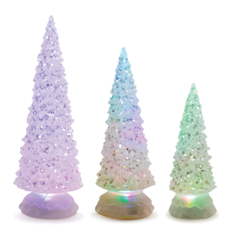 LED Multicolor Textured Tree (Set of 3)