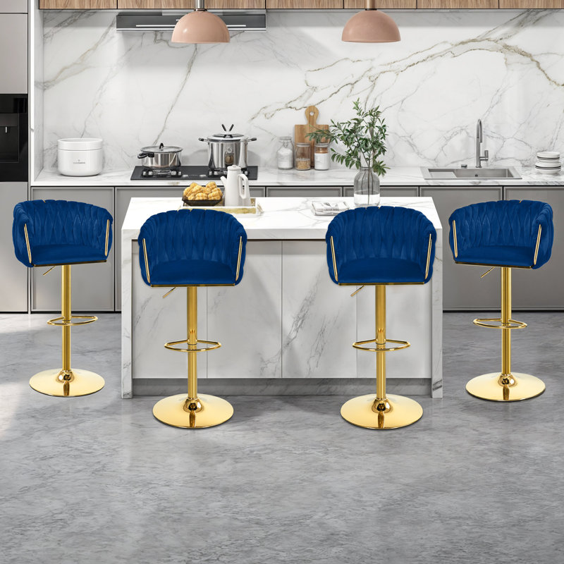 Tabouret de bar pivotant à hauteur réglable Shalicia, Bleu