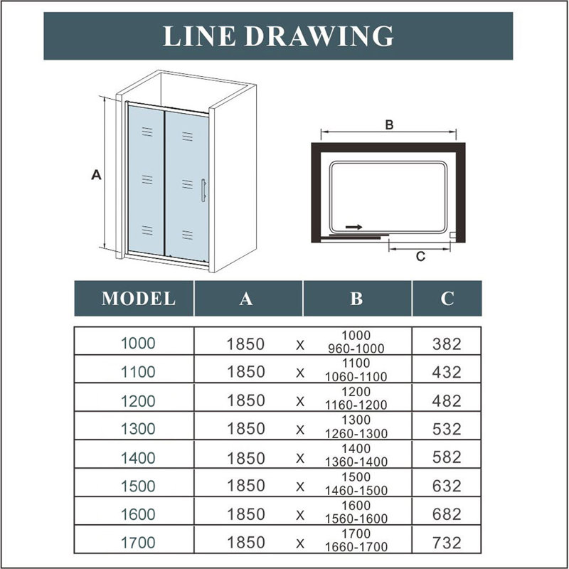 Nirvair Rectangular Shower Enclosure – 1850 x 1000 mm