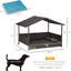 Lit surélevé bleu pour chien avec coussin amovible et coussin d'extérieur pour auvent pour animal de compagnie intérieur / extérieur