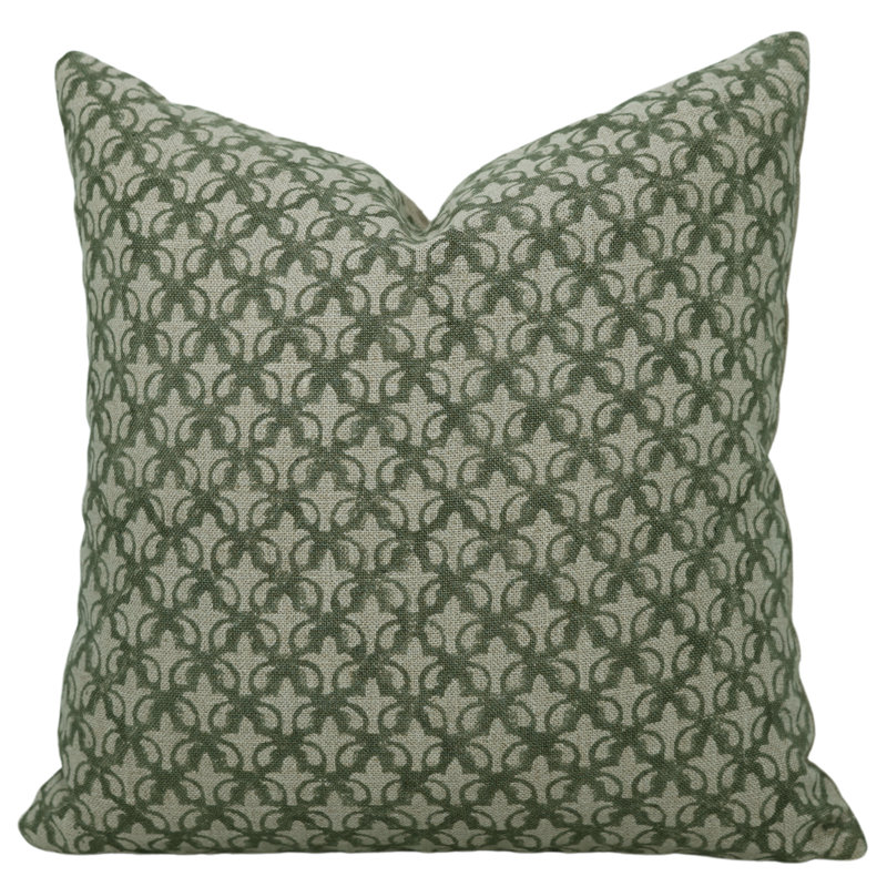 Block Print Throw Pillow Cover DTBLKTLSquare, 22" x 22", Black/White Floral 2, Square