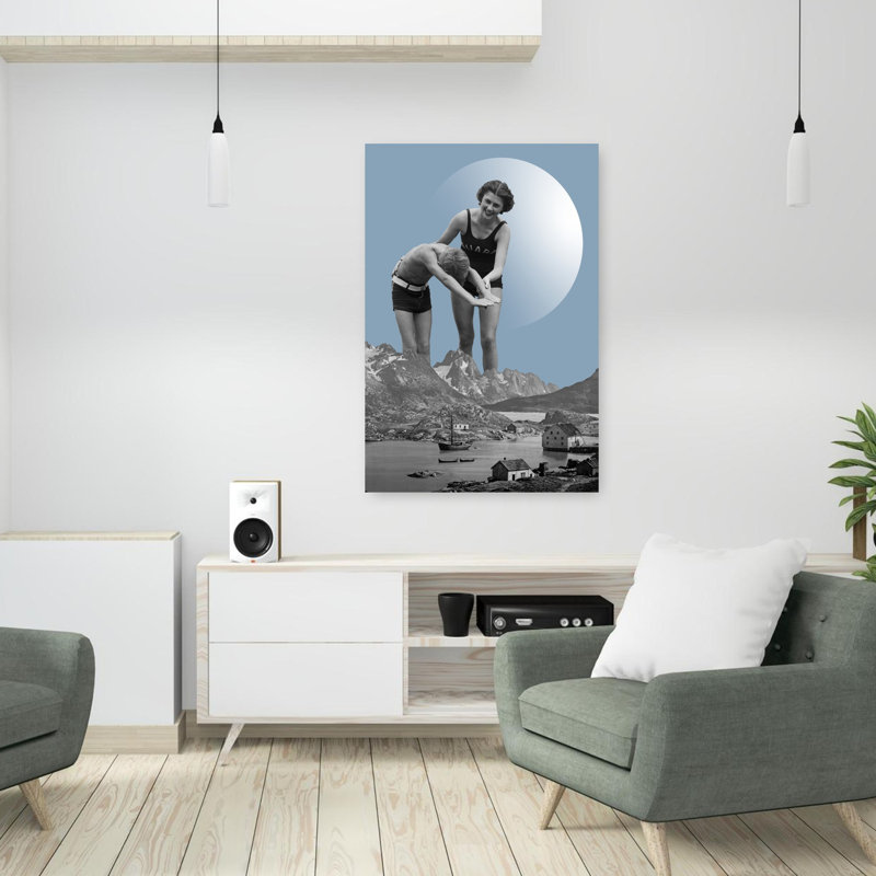 Apprendre à nager, art mural rétro rétro, H 36 po x l 24 po