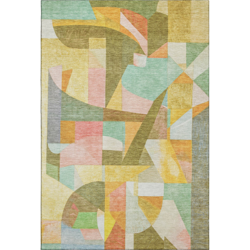 Premium Machine Washable Lubbers AMF1757 Abstract Rug, Rectangle 8' x 10'