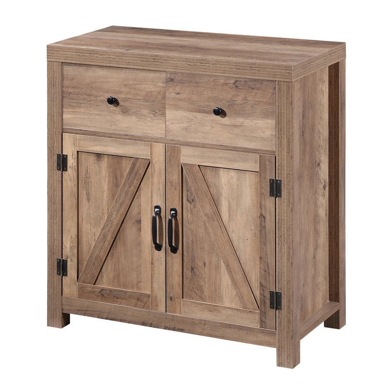 Armoire d'appoint 2 portes avec deux tiroirs de rangement, En bois