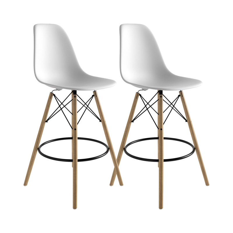 Jordan Bar & Counter Stool, White/Natural, Counter Stool (26" Seat Height)