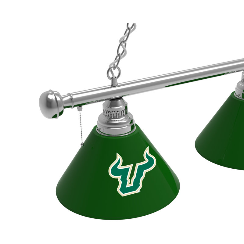 3 - Light Pool Table Lights Pendant, Chrome, South Florida Bulls
