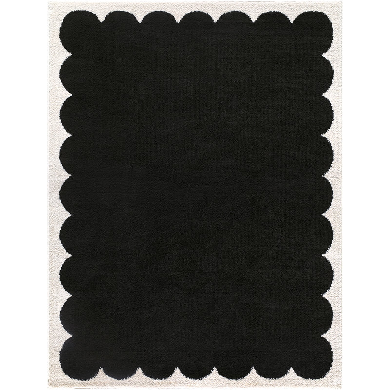 Fossay Modern Washable High-Pile Rug, Cream/Black, Rectangle 160 x 213 cm