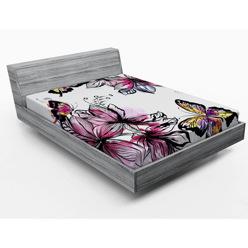 Microfiber Floral Fitted Sheet, Full Fitted Sheet