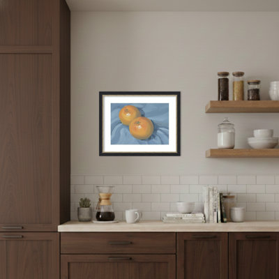 «Oranges on Blue» par Carrie Arnold, impression sur bois encadrée