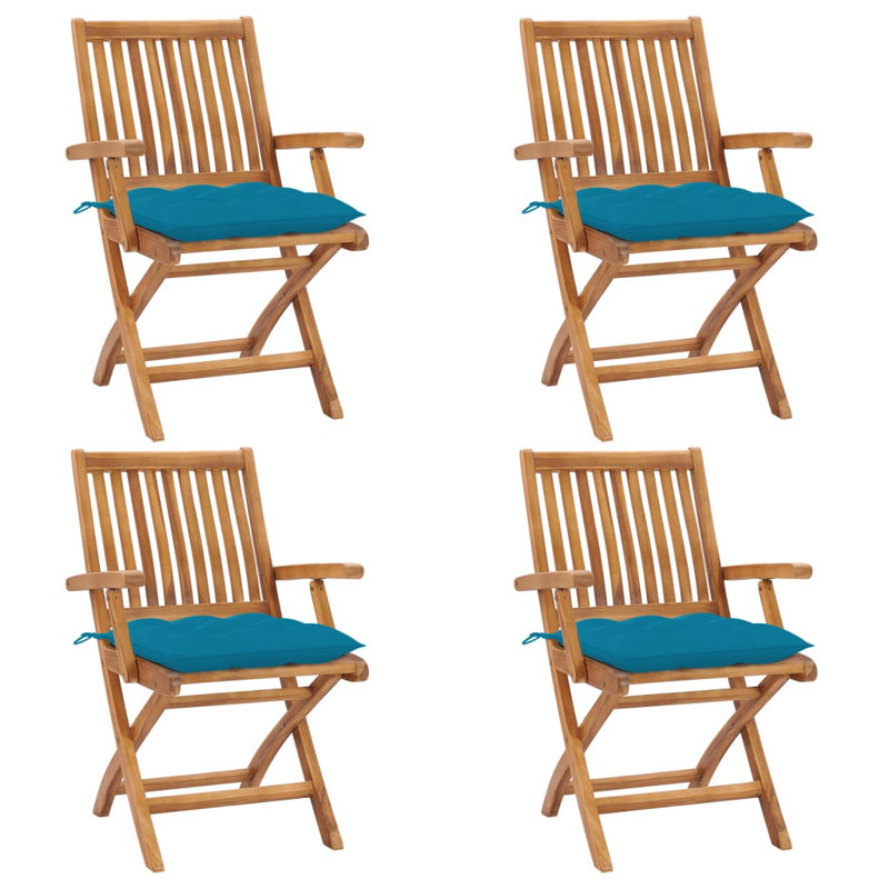 Chaise de patio en teck avec coussins, Gris