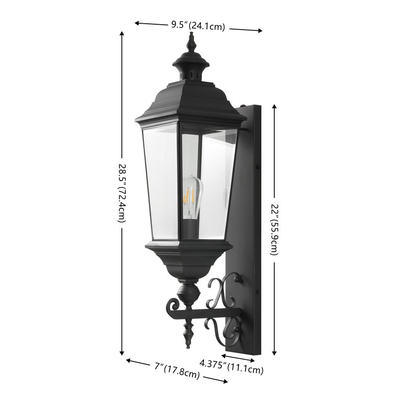 Braden 9.5 Inch Black Metal Outdoor Wall Sconce