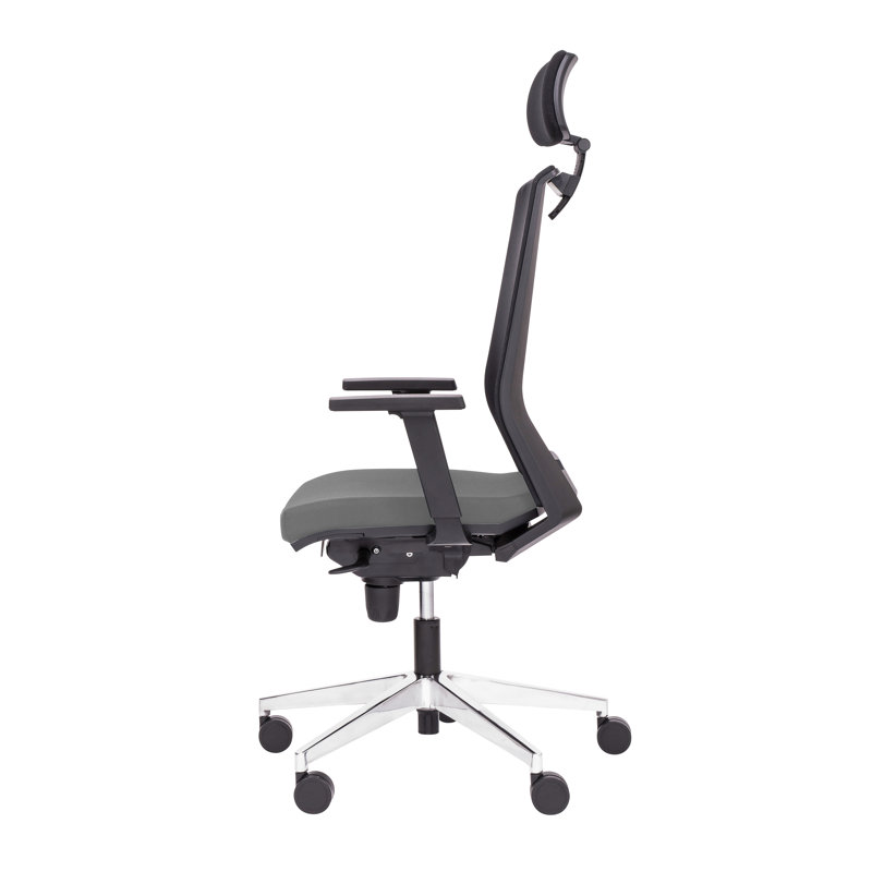 Office Chair with Headrest, Grey, Adjustable Armrests