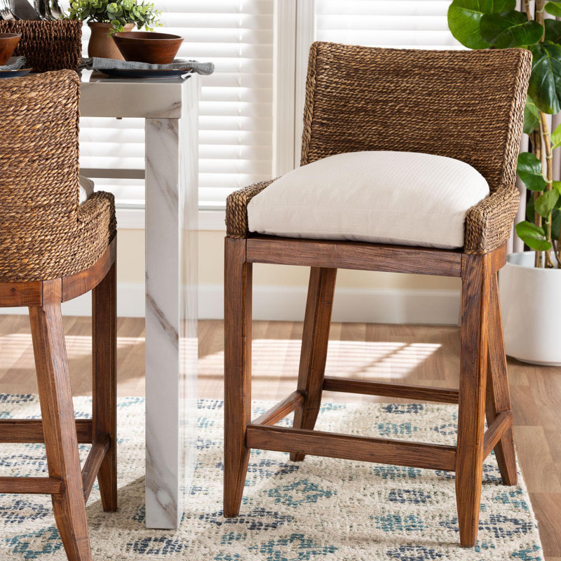 Tabouret de comptoir Bali & Pari Ridley Seagrass, Brun délavé