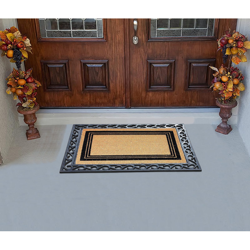 Paillasson de porte d'entrée extérieur brun classique 24 po x 36 po Brunwood