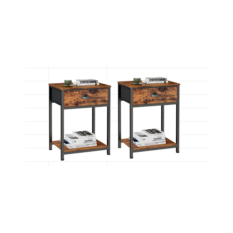 39.6cm W Solid Wood Bedside Table