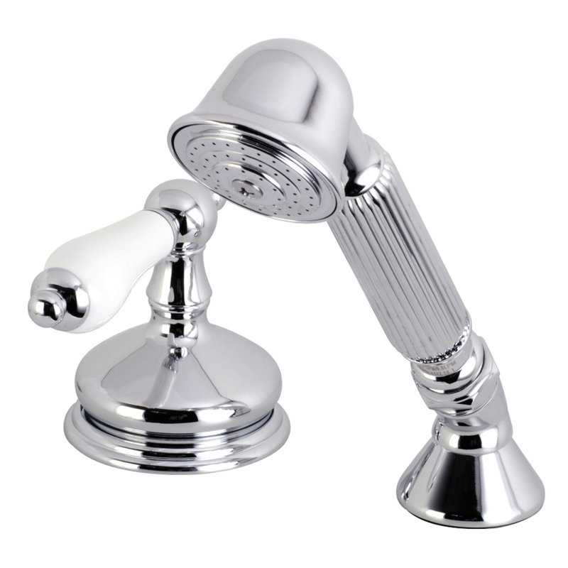 Kingston Brass Deck Mount Hand Shower with Diverter for Roman Tub Faucet, Polished Chrome