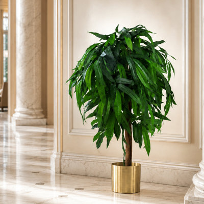 Faux Plant in Metal Planter