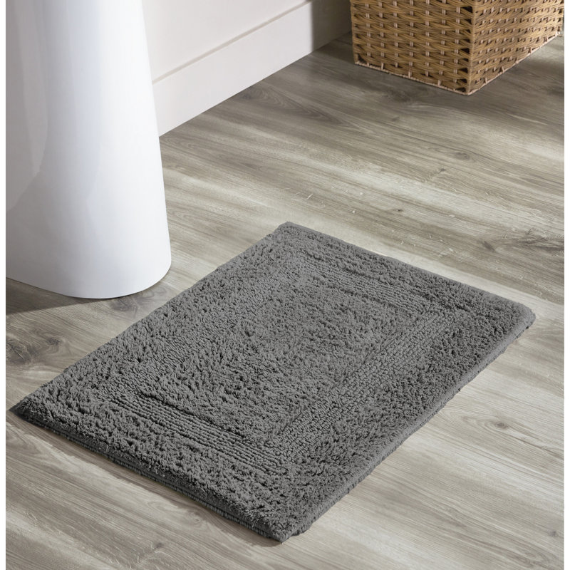 Rozanne Reversible Cotton Bath Rug, Gray, 17" x 24" Rectangle