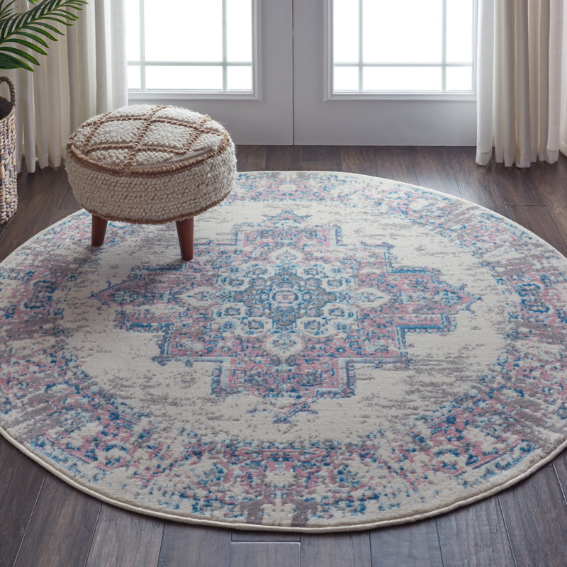 Tapis ivoire moderne Bo, Rond 4 pi