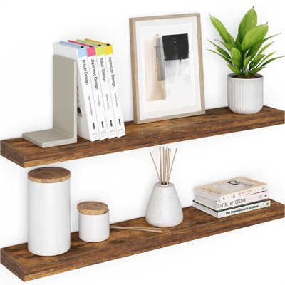 Sydney 36" W x 6" D Floating Shelves Set with Invisible Wall Mount Brackets