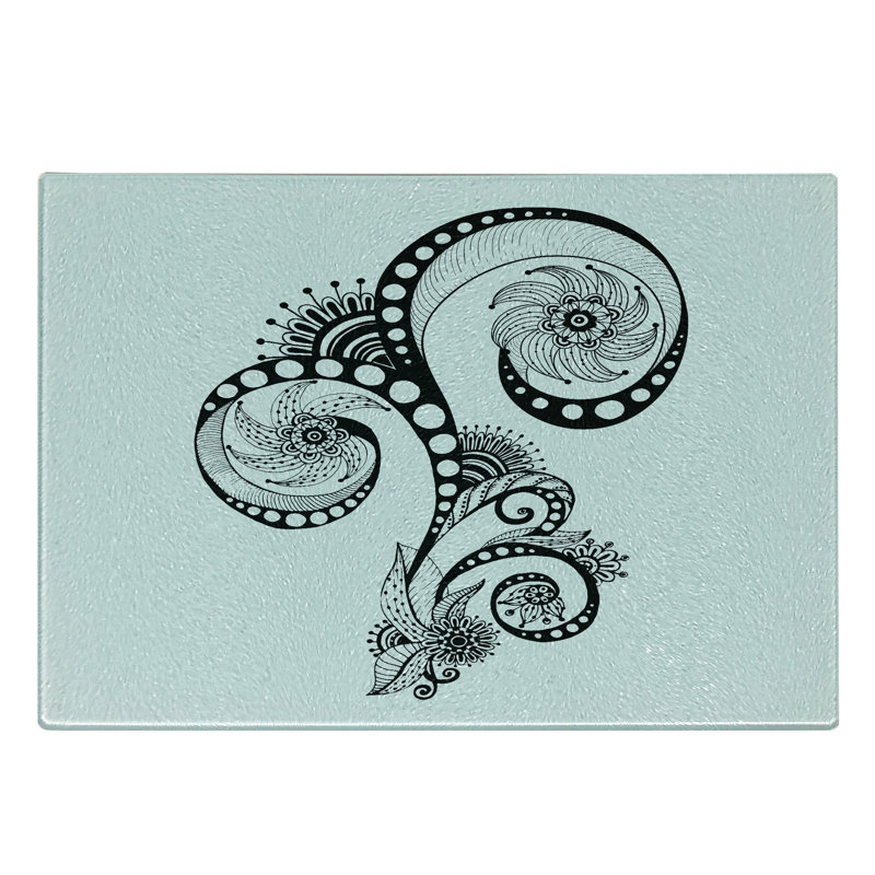Planche à découper en verre trempé Ambesonne Folkloric Doodle