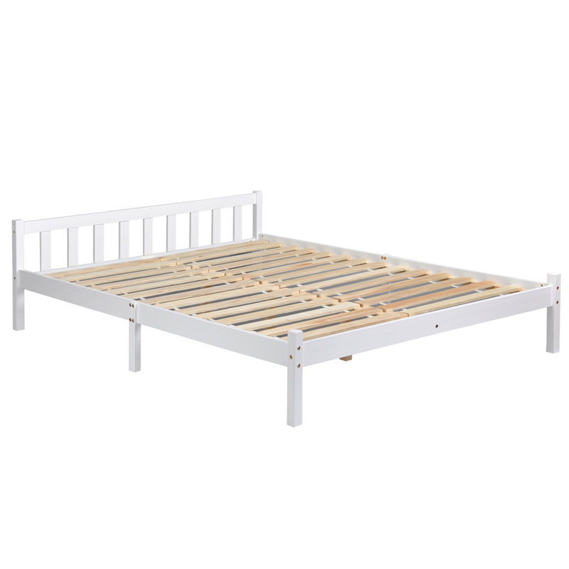 Arkim Solid Wood Bed, White, Double (4'6)
