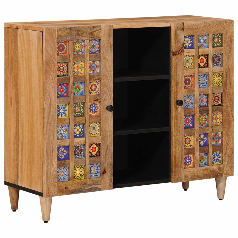  Sideboard With Shelf With Storage With Door Solid Mango Wood Modern