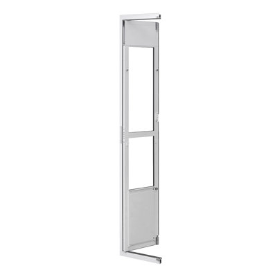 Dog Door for Sliding Glass Door, 75 7/8" to 80 11/16" Adjustable Height, Aluminum Alloy Frame with Flap, Lock Design, for Large-Sized Dogs, 180° Swing-Open Sliding Glass Pet Doors for Renters
