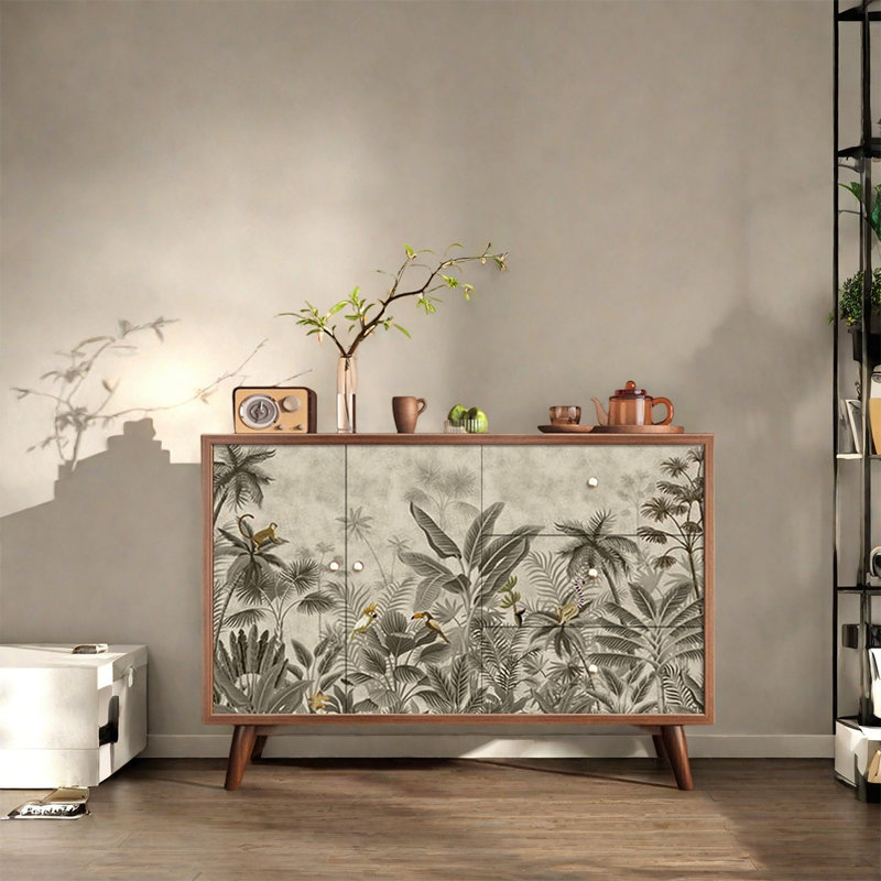 Walnut Frame Sideboard with Tall Legs, 33.46" H x 47.24" W x 15.75" D