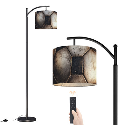 Lampe sur pied à arc avec abat-jour ajustable Lampe sur pied Old Soccer 3 températures de couleur Lampe à mât haut avec interrupteur au pied pour la chambre à coucher