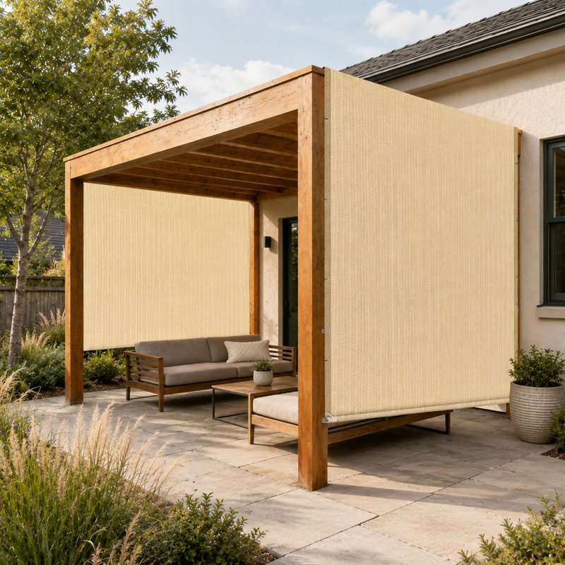 ColourTree Pergola Shade Canopy Replacement, 260 GSM UV-Blocking Fabric with Stainless Steel Rods for Outdoor Patio, Beige