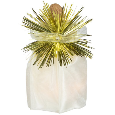 Angel With Candle Lighted Christmas Tree Topper - 10.5" - Gold - Clear Lights