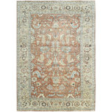 Hand Knotted Wool Area Rug in Rust And Gold